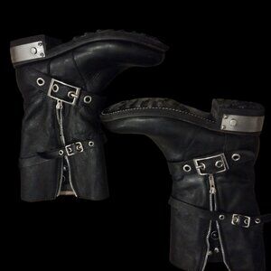 Zigi NY Midcalf Leather Biker Boots sz 10
